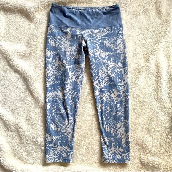 Prana XS Light Blue and Gray Tropical Leggings - Picture 1 of 10